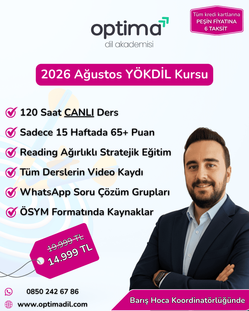 2026 Ağustos YÖKDİL Kursu | Online ve Canlı Eğitim (65+ Puan Hedefli)